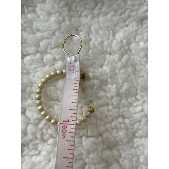 Vintage Silver Tone Beaded Dangle Bird Earrings & Semi Hoop Cream Bead Earrings - Picture 9 of 10